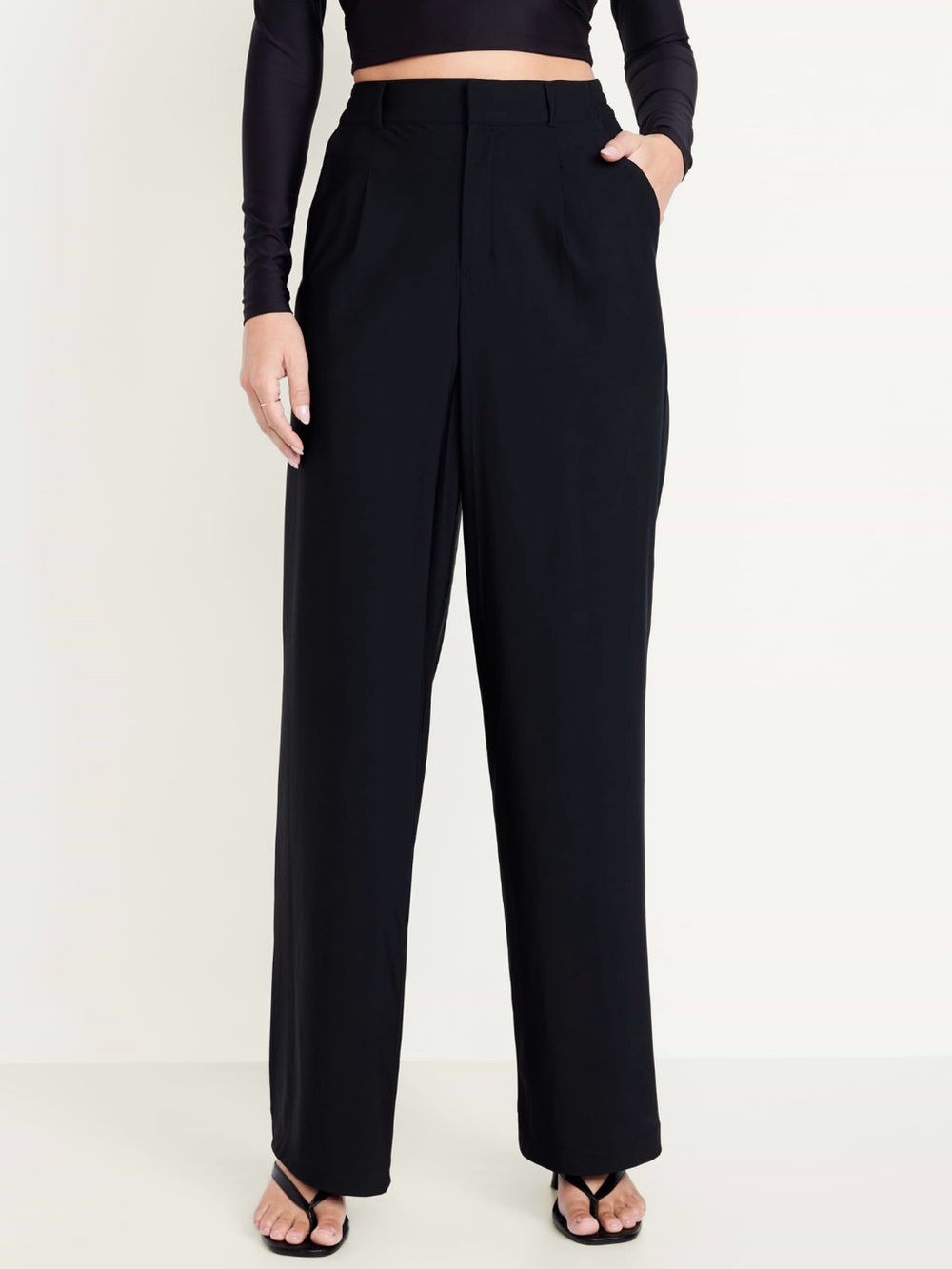 Old Navy Sleektech High-waisted Trouser Pants - Black L Petite